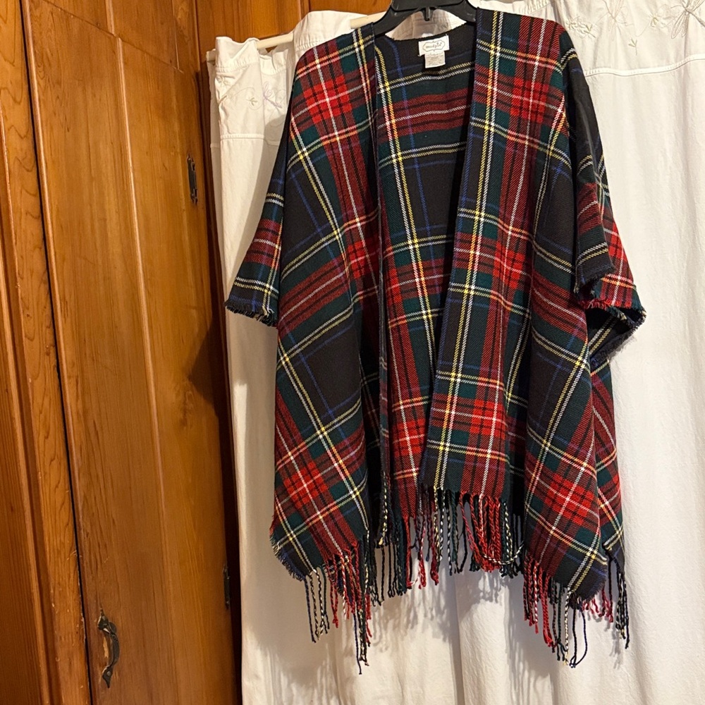 Mud Pie Red and Black Plaid Cape